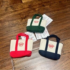 Trader Joe's Micro Tote Bag Trio - Red, Green, Navy: 2 bags in 1!